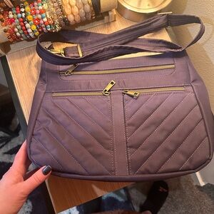 Purple Quilted Travelon Crossbody Bag